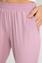 Elastic Waist Active Pants with Pockets