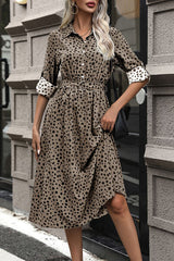 Polka Dot Tied Button Up Dress