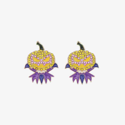 Demon Pumpkin Rhinestone Alloy Earrings