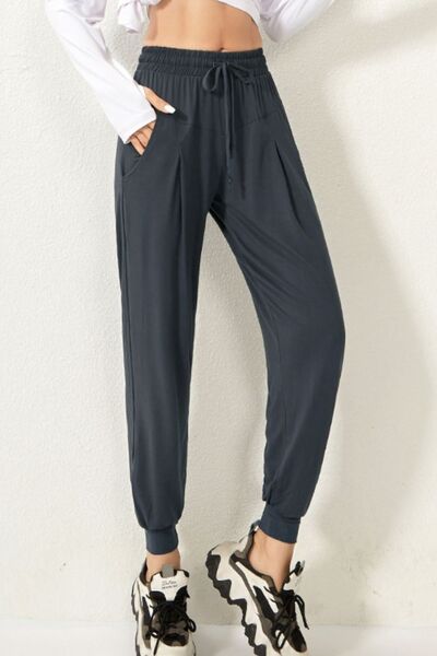 Drawstring High Waist Active Pants